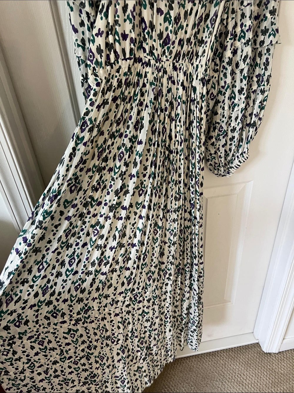 Isabel Marant Cream Maxi Dress with Green and Purple Floral Print - Picture 9 of 9